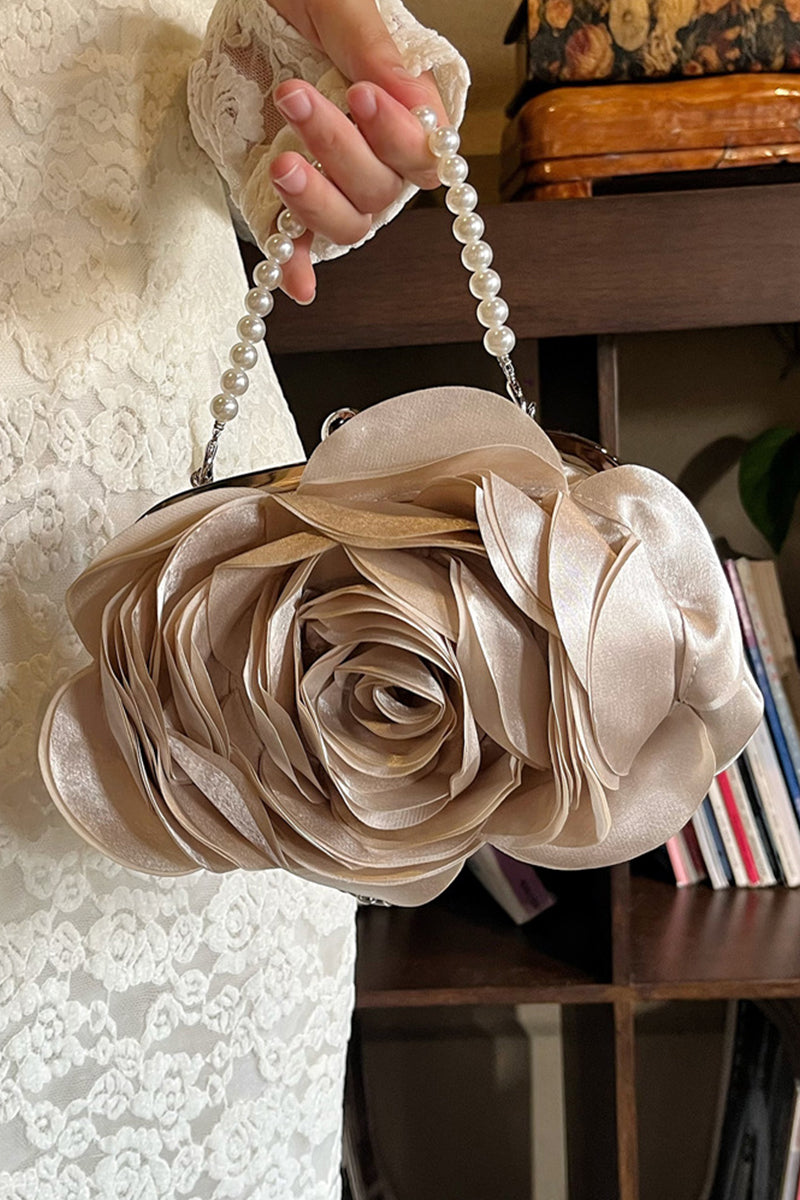 Daily Solid Color Pearls Decor Flower Shape Bags