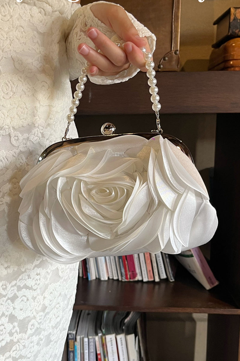 Daily Solid Color Pearls Decor Flower Shape Bags