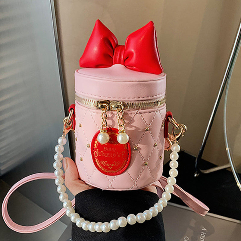 Casual Daily Bow Patchwork Pearls Decor Zipper Bags