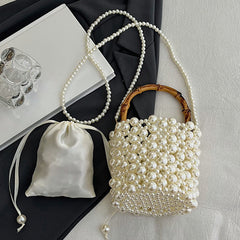 Casual Daily Patchwork Pearls Decor Bags