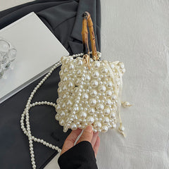 Casual Daily Patchwork Pearls Decor Bags