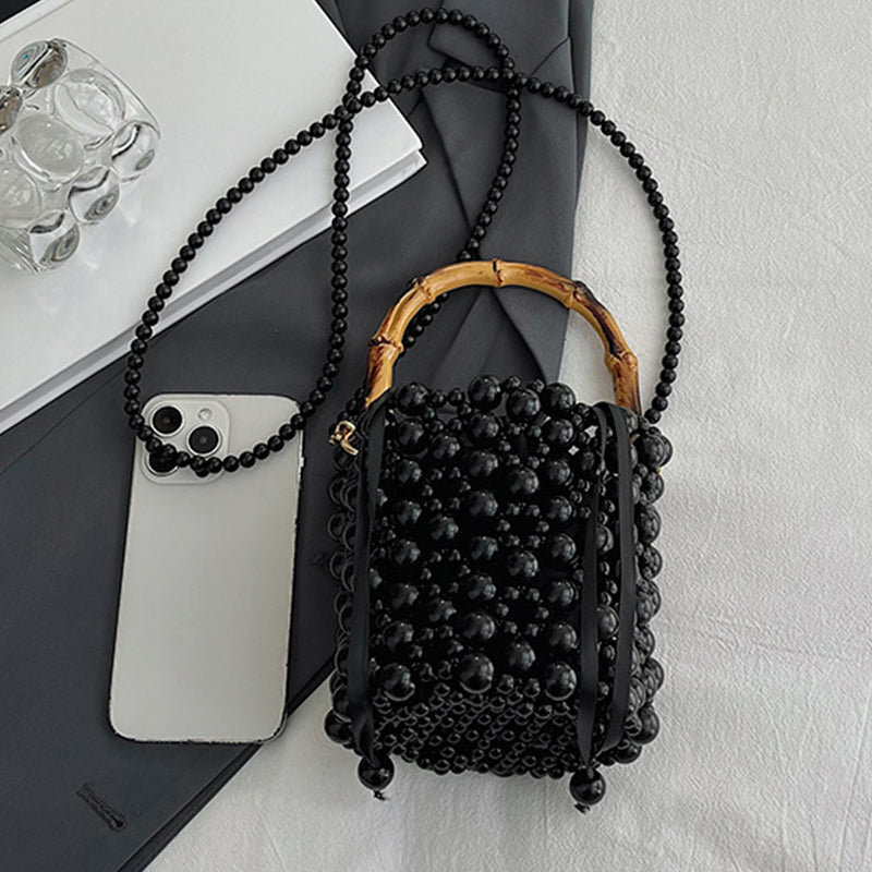 Casual Daily Patchwork Pearls Decor Bags