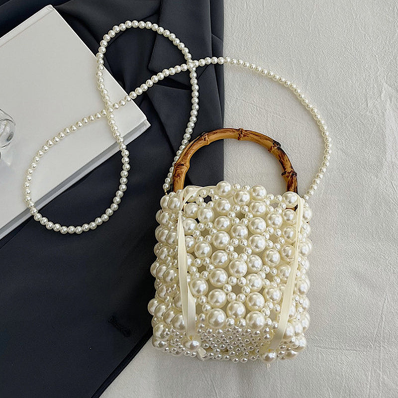 Casual Daily Patchwork Pearls Decor Bags