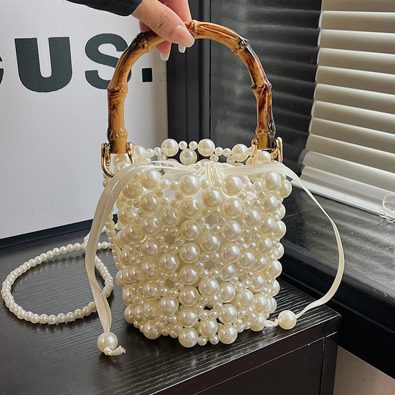 Casual Daily Patchwork Pearls Decor Bags