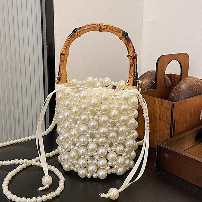 Casual Daily Patchwork Pearls Decor Bags