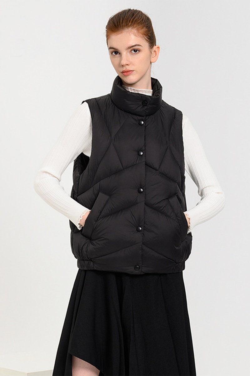 Casual Daily Pocket Zipper White duck down Mandarin Collar Waistcoats(Down content 86%~90%)(3 Colors)