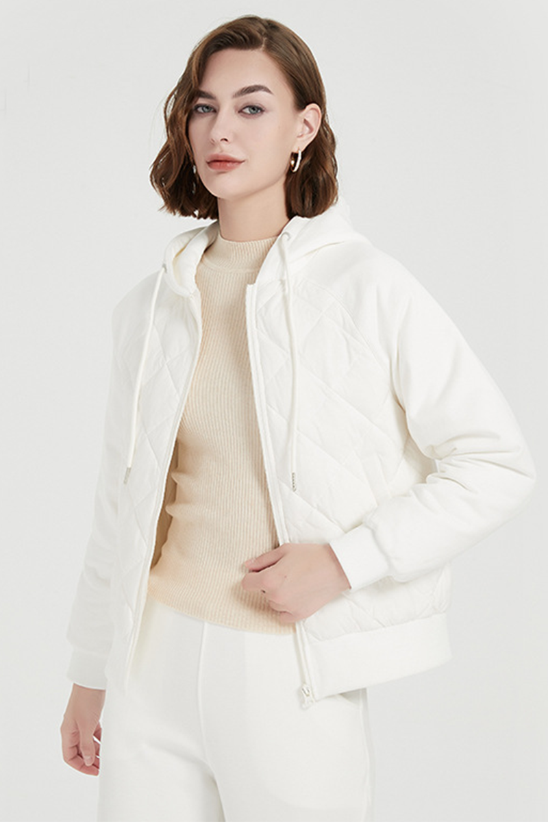 Casual Daily Draw String Pocket Zipper White duck down Hooded Outerwear(Down content 86%~90%)(3 Colors)