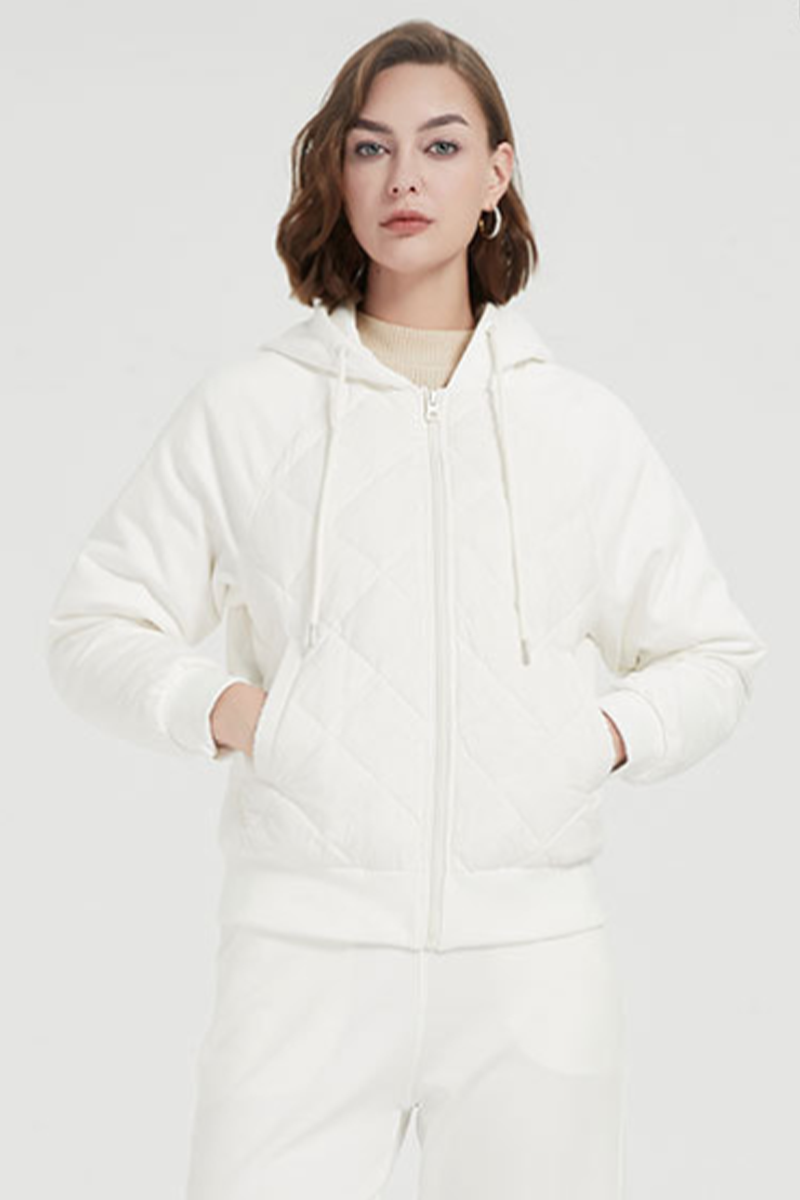 Casual Daily Draw String Pocket Zipper White duck down Hooded Outerwear(Down content 86%~90%)(3 Colors)