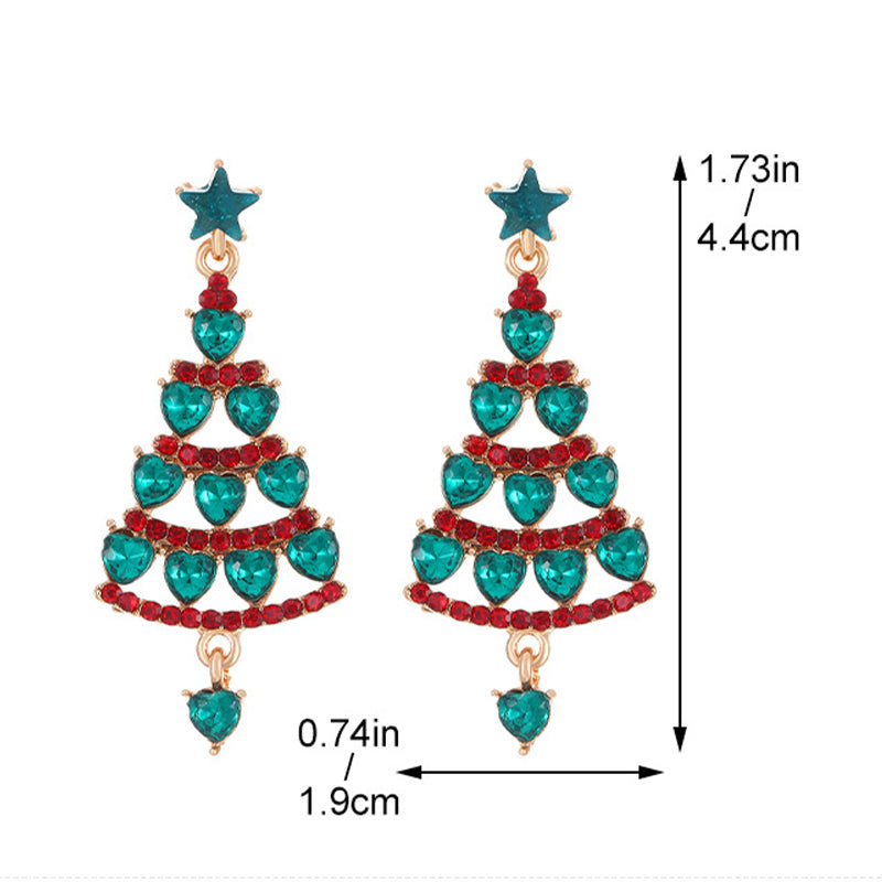 Daily Christmas Tree Hollow Out Rhinestone Decor Earrings(9 Colors)