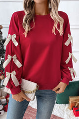 Casual Daily Bow Decor O Neck Sweats