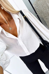 Casual Polka Dot Buttons Turndown Collar Blouses