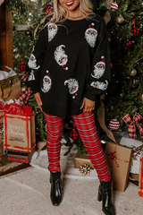 Casual Party Santa Claus Sequins O Neck Sweats