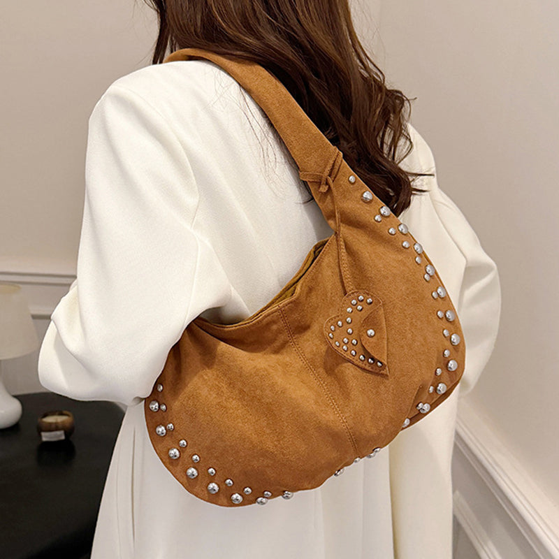 Daily Solid Color Rivets Patchwork Bags