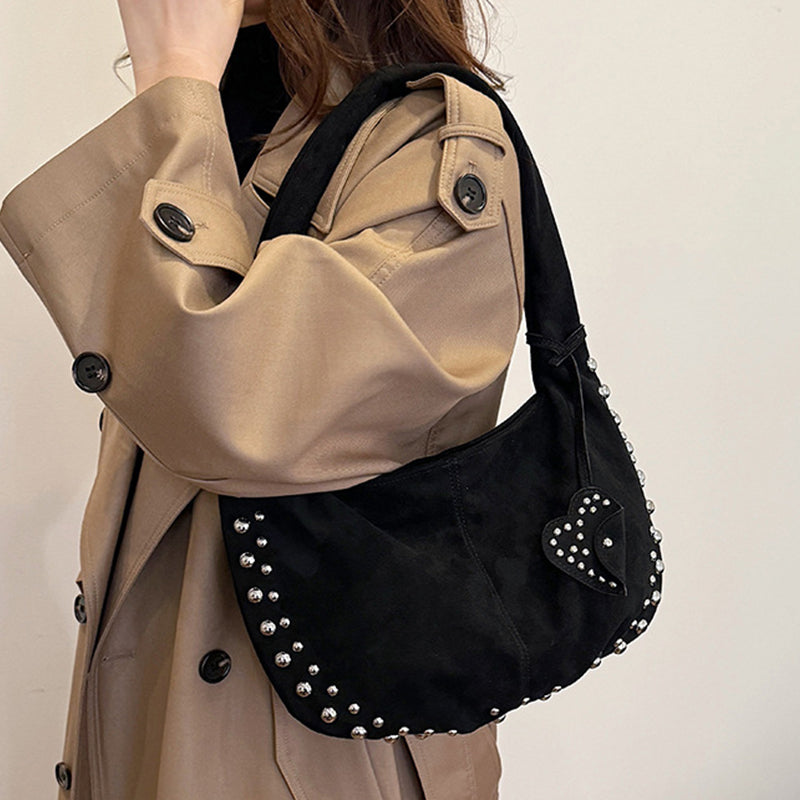 Daily Solid Color Rivets Patchwork Bags