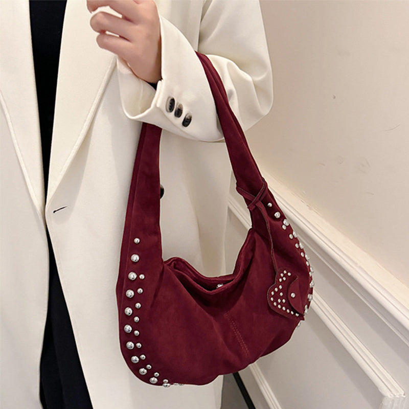 Daily Solid Color Rivets Patchwork Bags