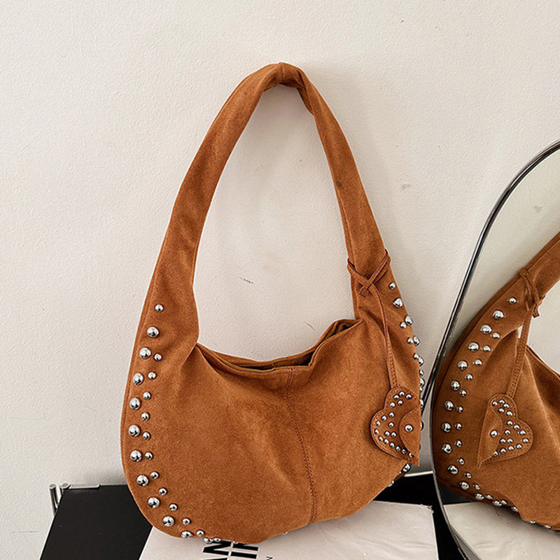 Daily Solid Color Rivets Patchwork Bags