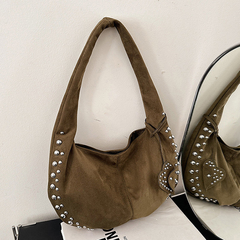 Daily Solid Color Rivets Patchwork Bags