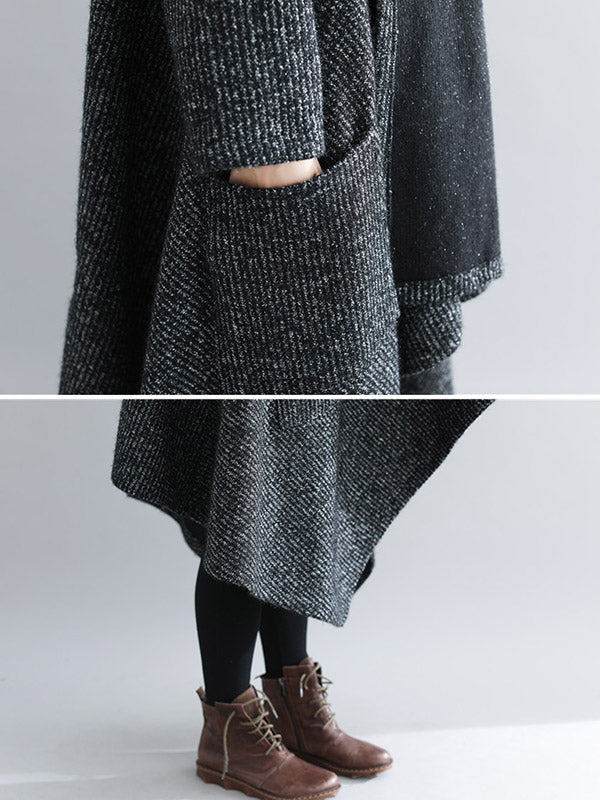 Thicken Gray Long Sleeve Coat Outerwear