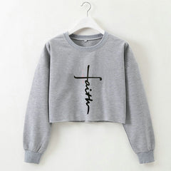 Street Autumn Winter Women Wear Sweater Letter Graphic Print Cropped Long Sleeves Round Neck Top Women