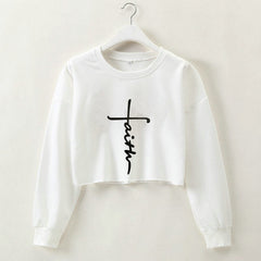 Street Autumn Winter Women Wear Sweater Letter Graphic Print Cropped Long Sleeves Round Neck Top Women