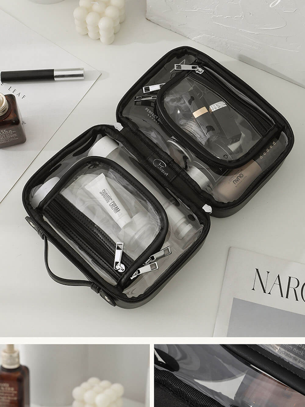 Transparent PU Portable Makeup Bag