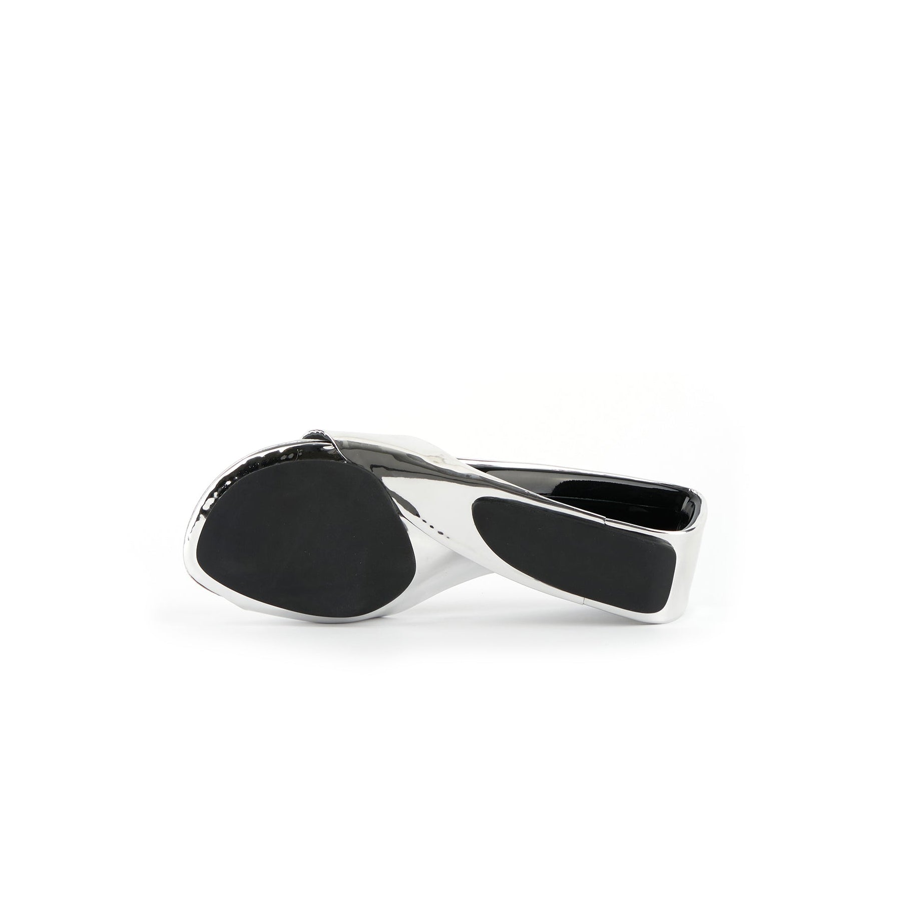 JADY ROSE | MADEMOISELLE BELLE LEATHER WEDGE SLIDE - SILVER