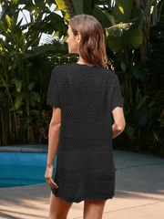 Christa Crochet Mini Sweater Dress - Black