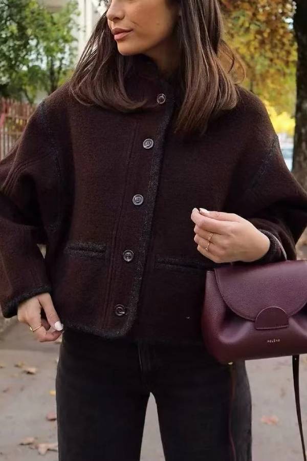 Fashion Women's Wear Button Woolen Coat