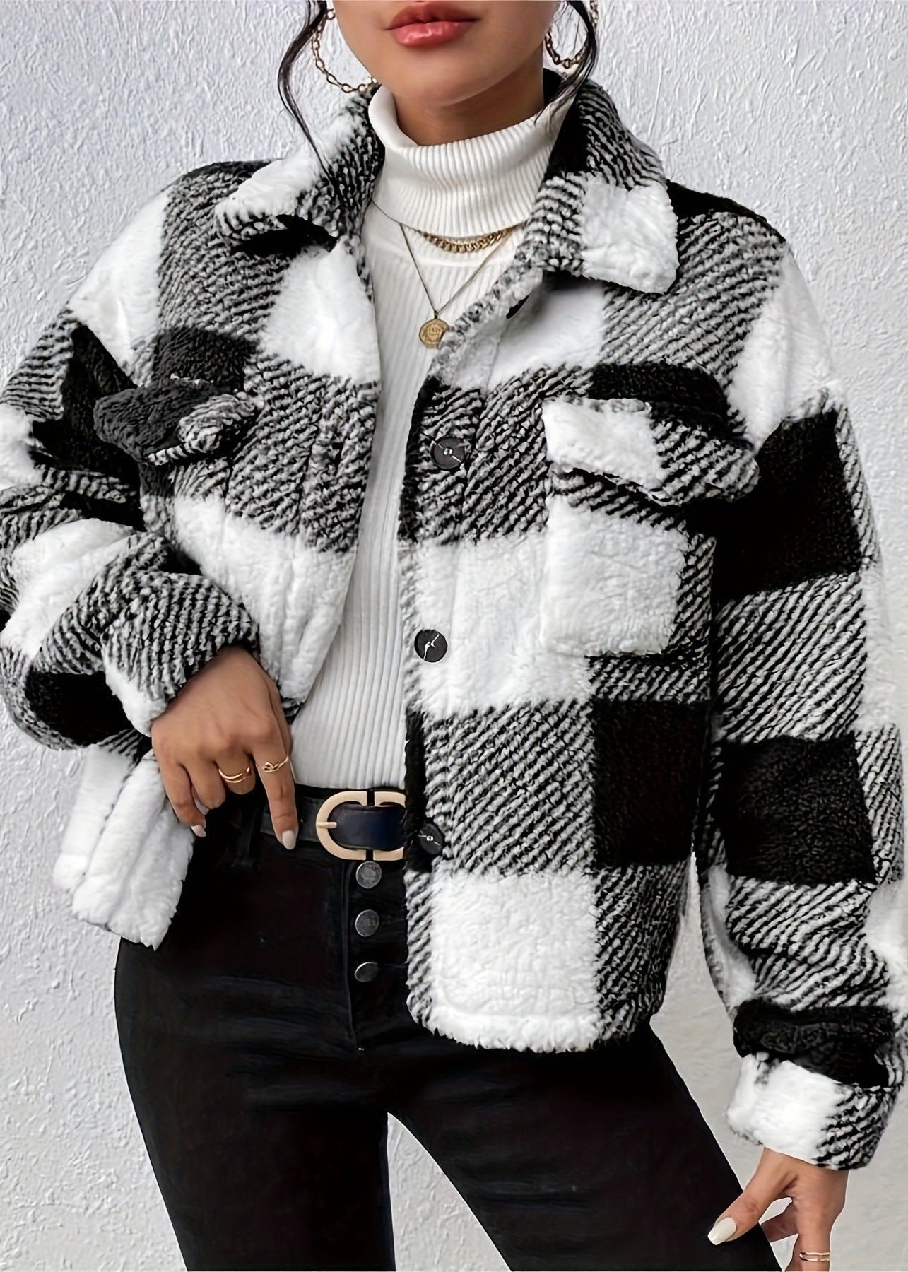 Cozy Plaid Double-Sided Plush Jacket