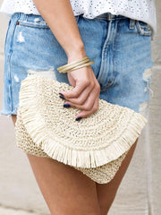 Frayed Raffia Clutch