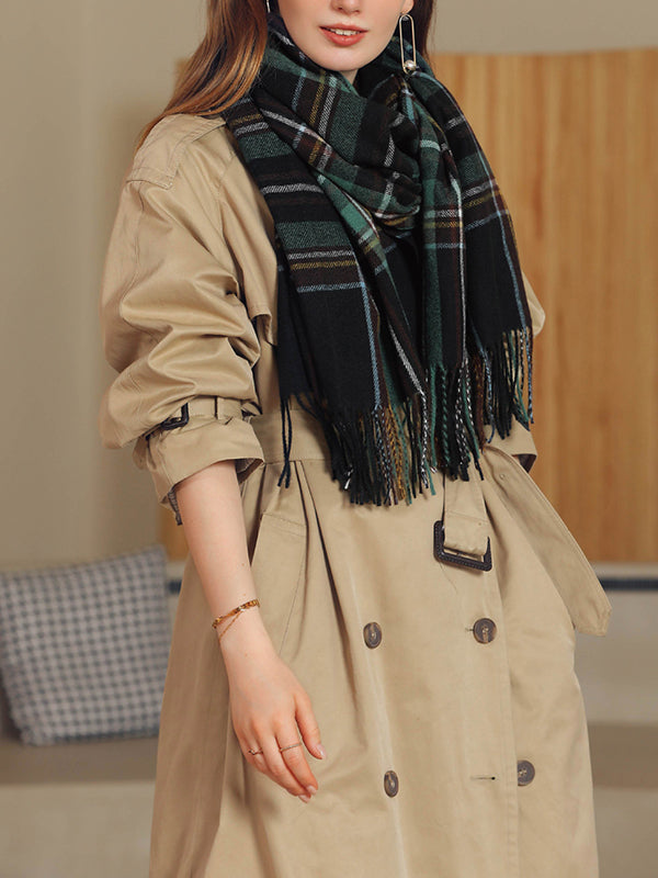 Plaid Tasseled Shawl&Scarf