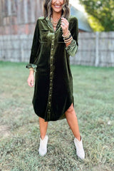 Verdant Velvet Midi Dress