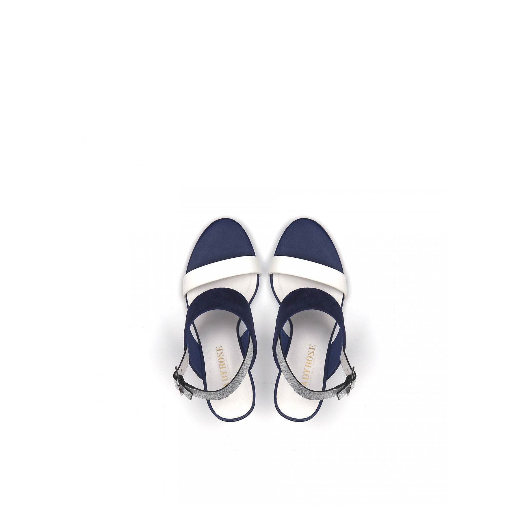 JADY ROSE | LEATHER SLINGBACK WEDGE SANDAL - NAVY