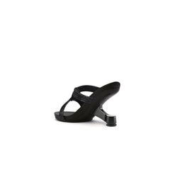 JADY ROSE | SHAMIRA SHIMMER STRAP LEATHER SANDAL- BLACK