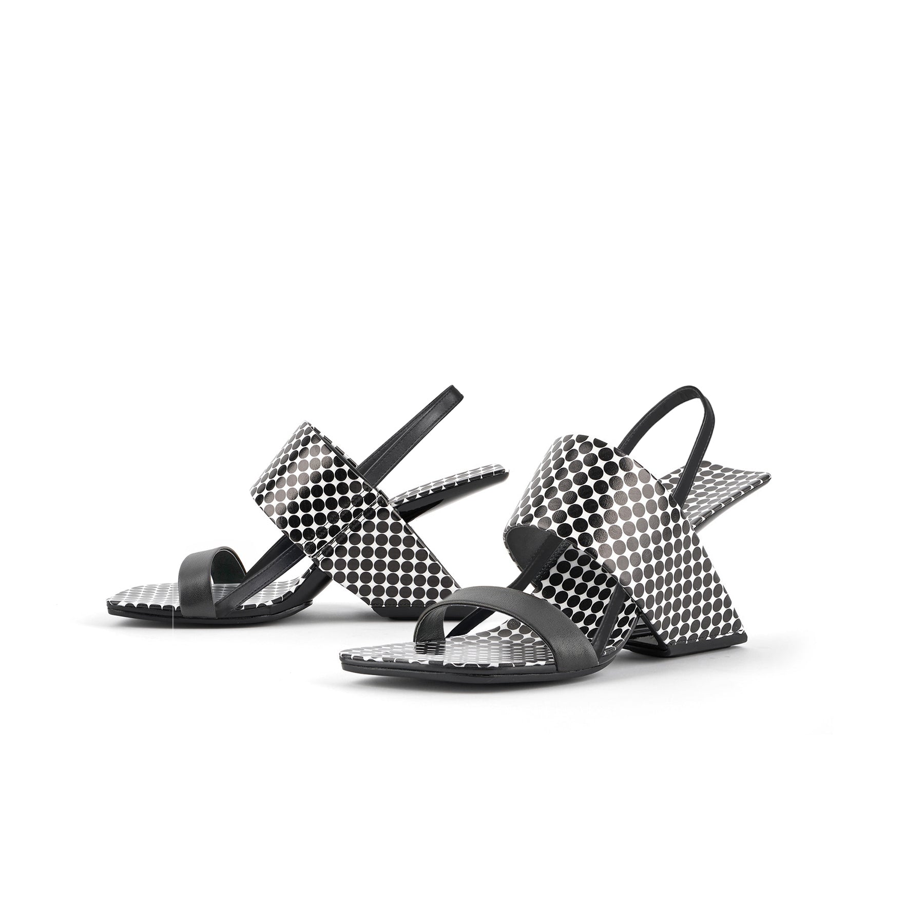 JADY ROSE | MALLINA STRAP LEATHER HEEL SANDAL - POLKADOT