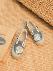 Cactus Rose | Pumpkin Kiss Embroidered Linen Loafer - Grey