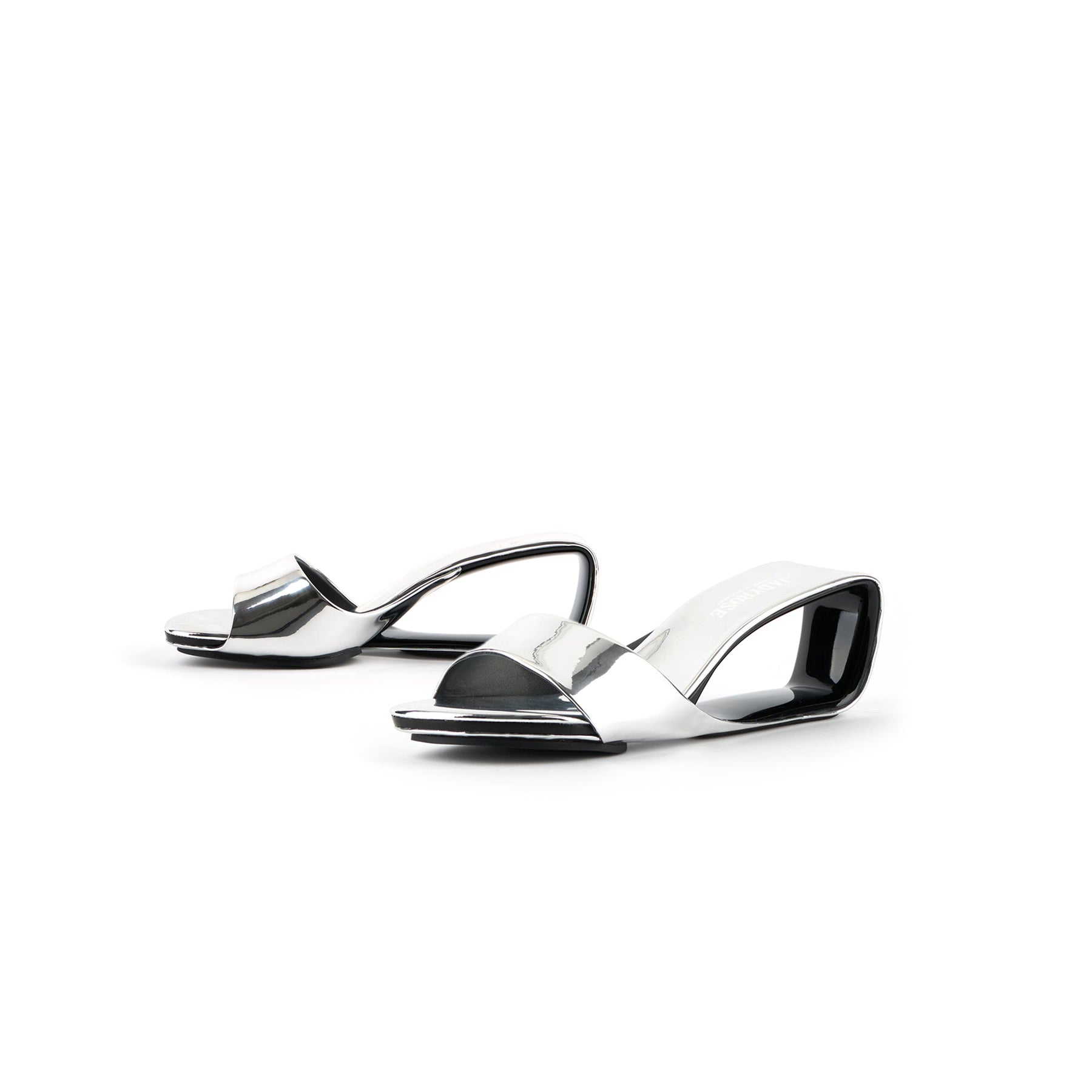 JADY ROSE | MADEMOISELLE BELLE LEATHER WEDGE SLIDE - SILVER