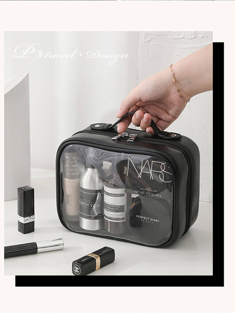 Transparent PU Portable Makeup Bag