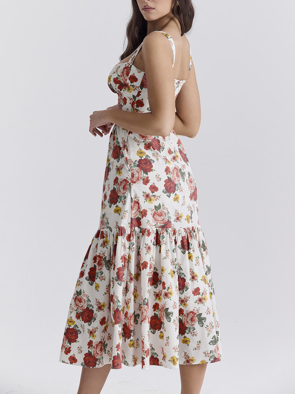 Sweet Spicy Style Floral Backless Midi Dresses