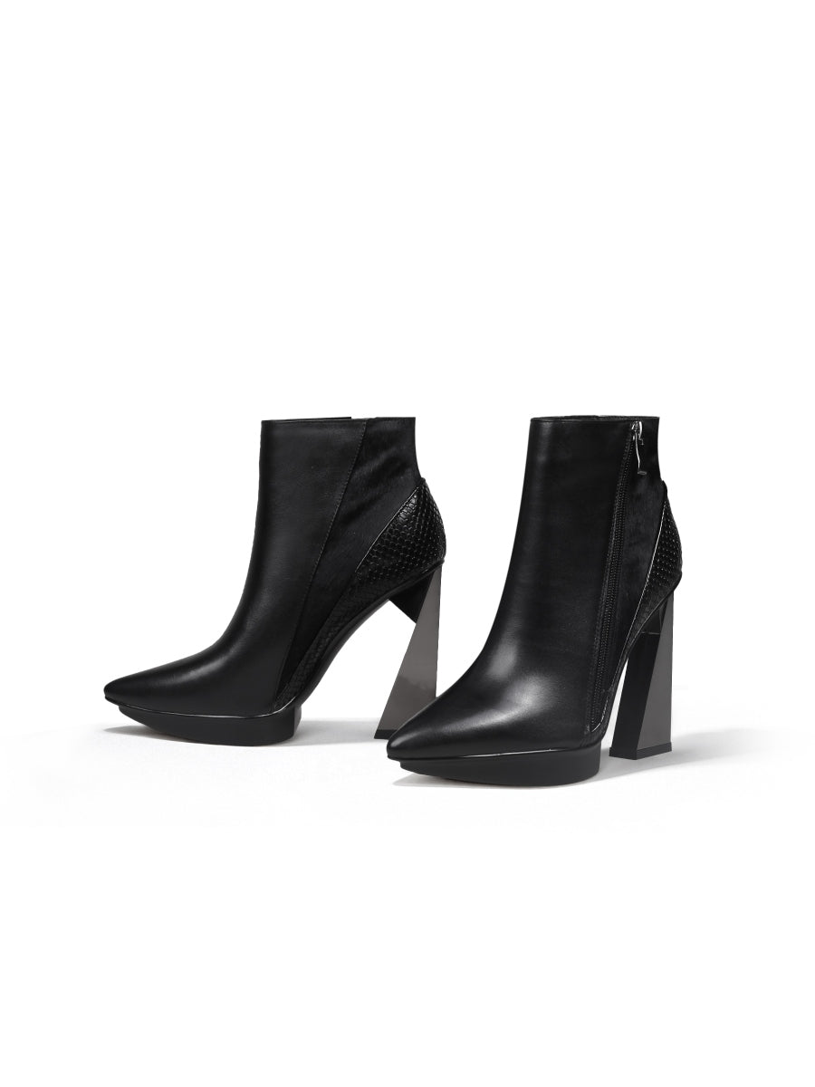 JadyRose | Sky High Genuine Leather Heel Boot - Black