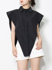 Original Solid Color Irregularity Geometry Blouse Tops