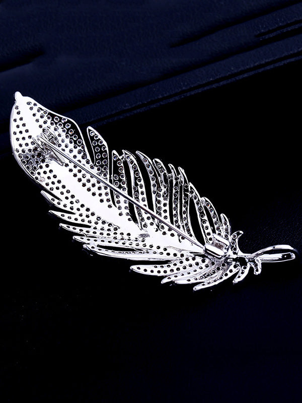 Silver Shiny Feather Brooch