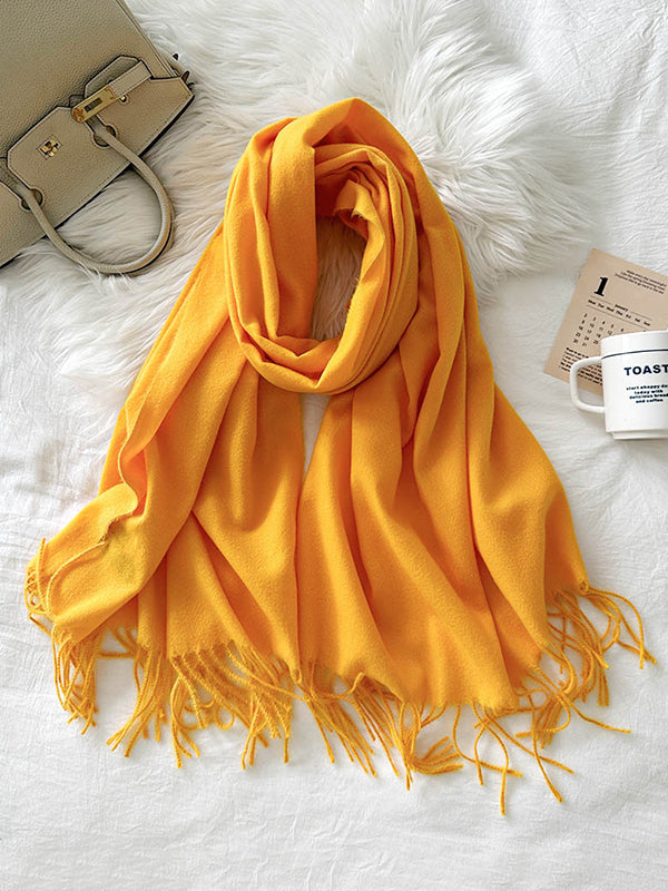 Solid Color Tasseled Shawl&Scarf