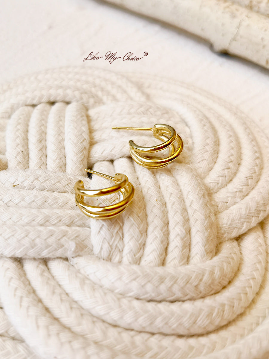 Gold Triple Hoop Earrings