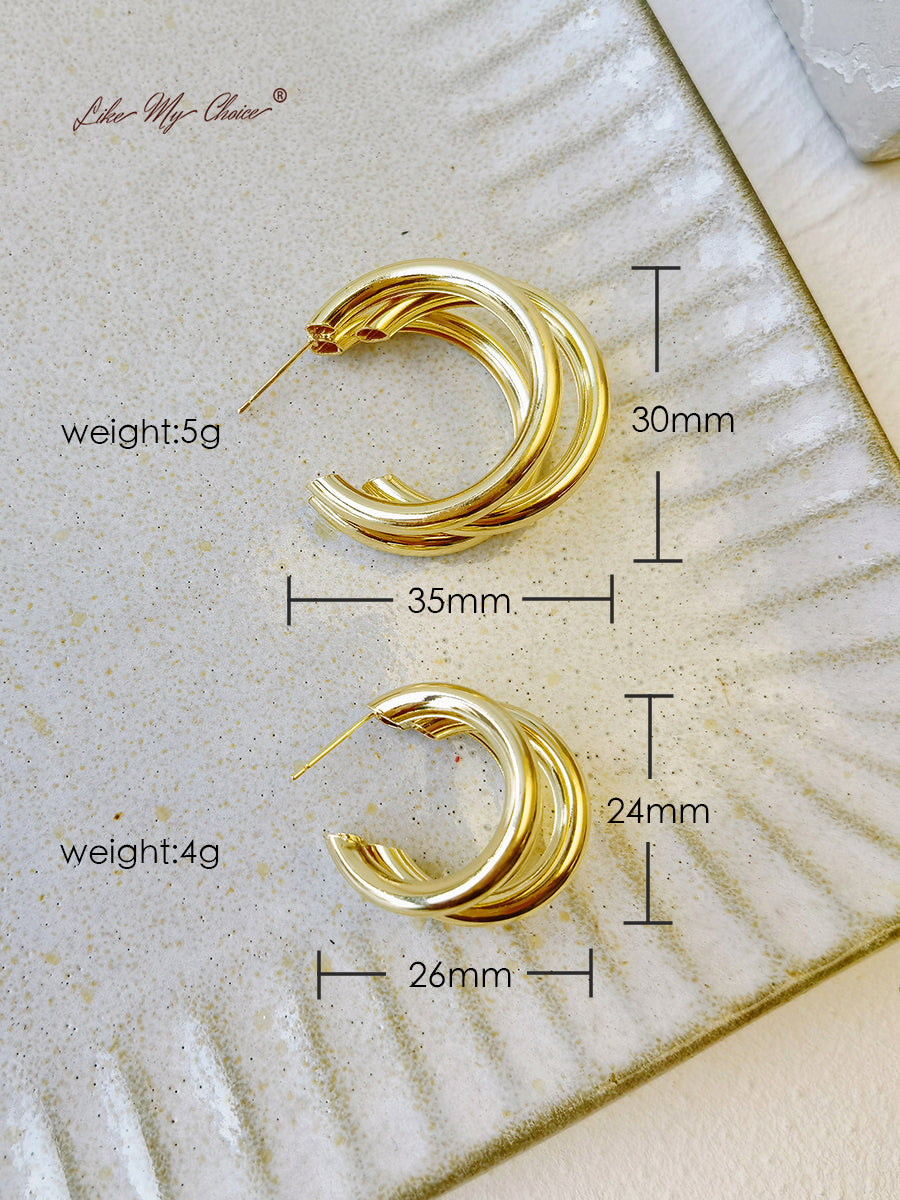 Gold Plated Layered Hoop Earrings