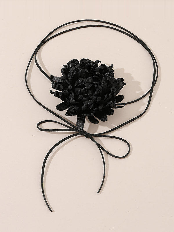 Solid Color Three-Dimensional Flower Tied Necklaces Accessories