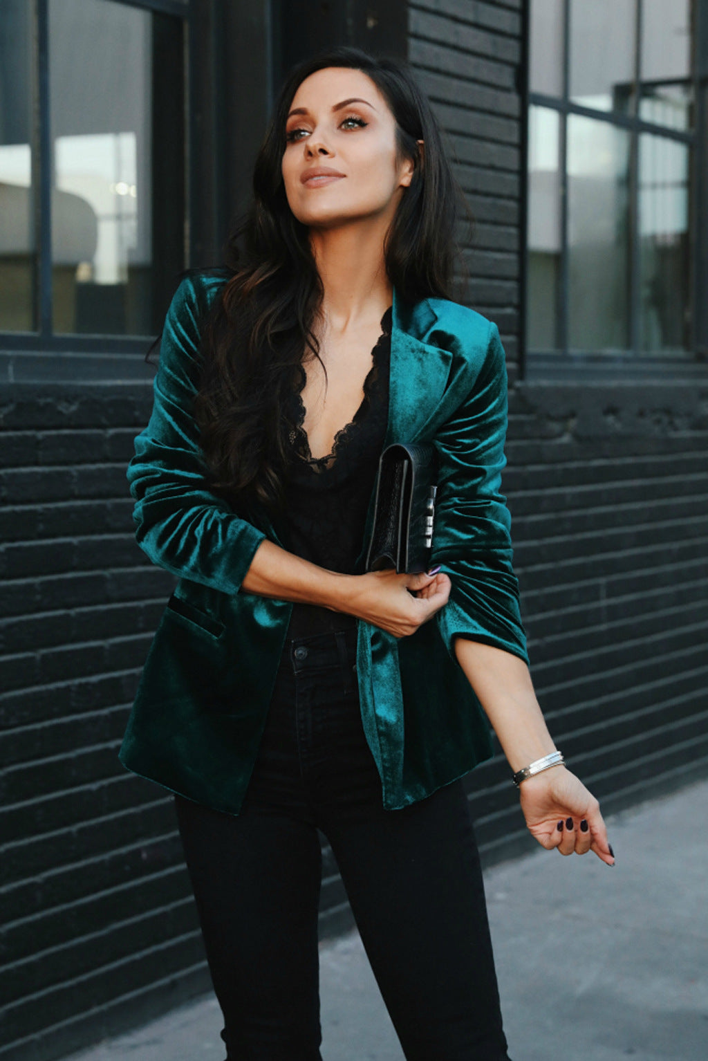 Velvet Solid Color Suit Jacket