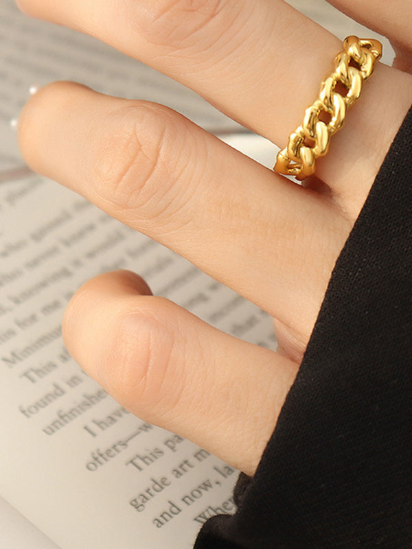 Chains Hollow Solid Color Rings Accessories