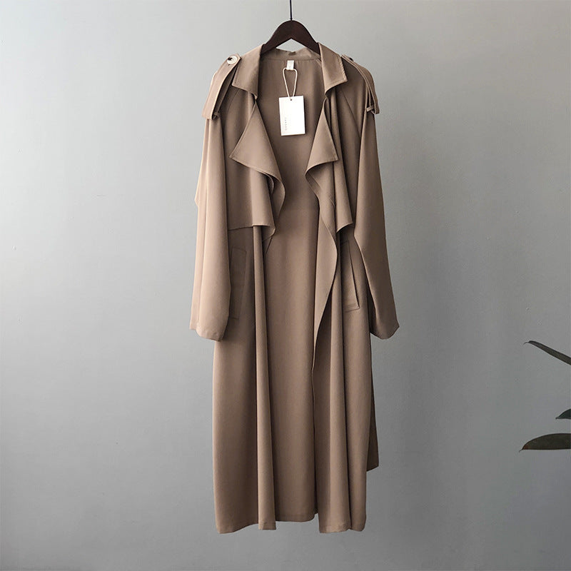 Autumn New Fashion Elegant Long Trench Coat For Women Retro British Baggy Coat Women