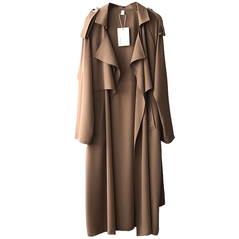 Autumn New Fashion Elegant Long Trench Coat For Women Retro British Baggy Coat Women